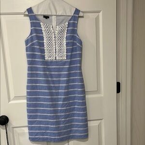 New Without Tags Blue and White Striped Sleeveless Dress with Pockets
